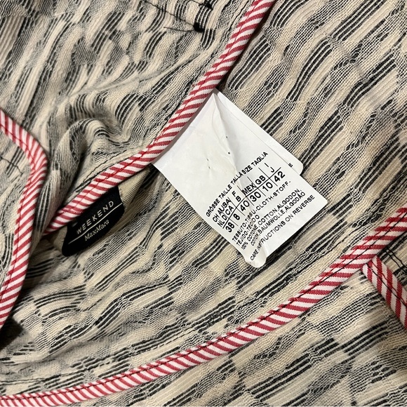 Max Mara Black Cream Striped Cotton Blazer Size 8 - Picture 8 of 8